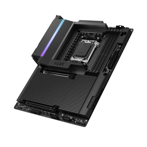 NZXT N9 X870E Carte mère de Jeu - AMD X870E AM5 ATX pour Ryzen 9000 8000 7000-20 2 1, DDR5, 4X M.2, PCIe 5.0, 5GbE, USB 4 – Couverture en métal Complet, Verrous de libération Rapide M.2 – Noir