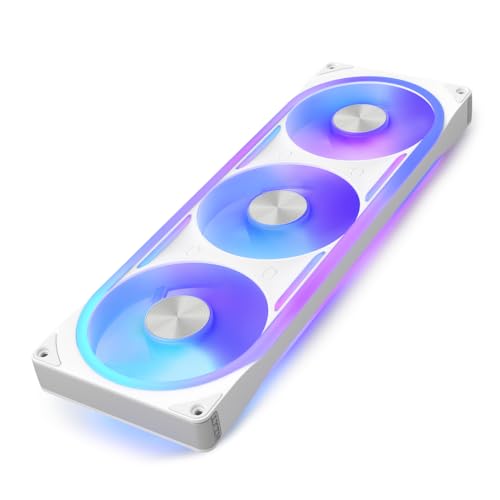 NZXT F360U Ultra RGB Monobloc — 3X 120 mm Ventilateurs PWM pour boîtier PC — RGB Multi-Zone — Ultra-Silencieux — Palier hydrodynamique — Compatible NZXT CAM — Blanc