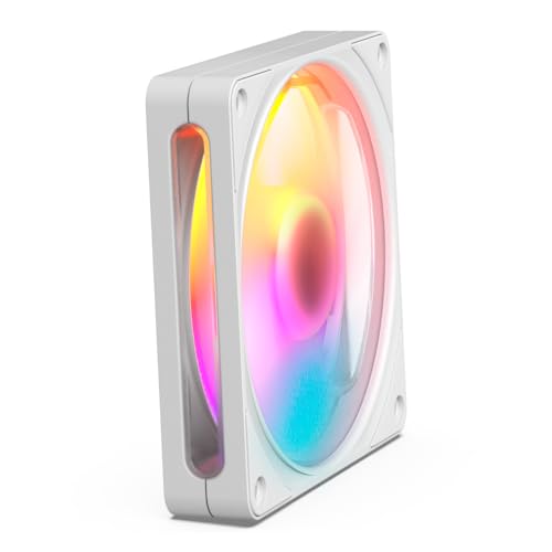 NZXT F120 RGB Ventilateur - Ventilateur de boîtier PC PWM 120 mm - Éclairage RGB éclatant 8 LED - Palier à fluide dynamique - Compatible NZXT CAM - Blanc