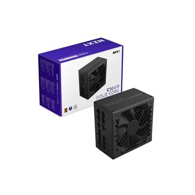 NZXT C1000 Gold Core - Alimentation ATX 3.1 1000W - 80 Plus Gold - Cybenetics Platinum - Entièrement modulaire - PCIe 5.1 600W 12V-2x6 - Ventilateur Zéro RPM - Condensateurs 105°C - Noir