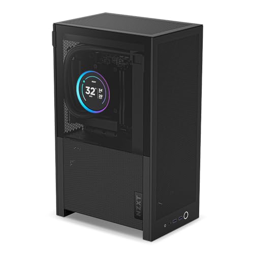 NZXT Boîtier PC H2 Flow – Mini-ITX 20,7 L à Flux d'air élevé – Inclut 2 Ventilateurs supérieurs de 120 mm et Un câble Riser PCIe 5.0 – Carte Graphique 331 mm – Radiateur 280 mm – Noir