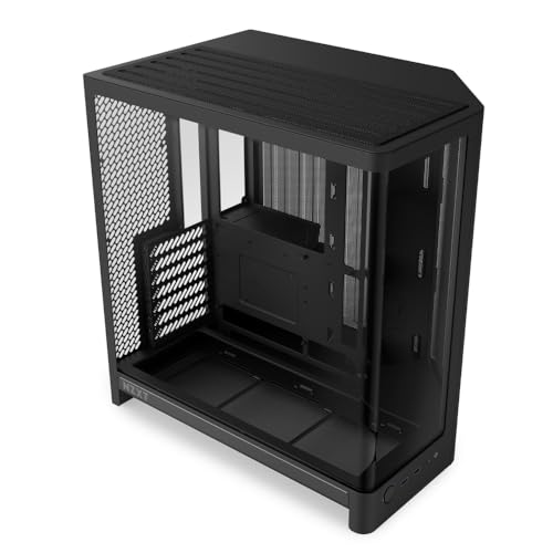 NZXT H6 Boîtier PC ATX Compact à Double Chambre - Prise en Charge de 10 Ventilateurs 120 mm - Radiateur 360 mm - Compatible Cartes mères à Connexion Dorsale - Verre trempé galbé sans Faille - Noir