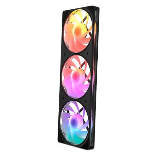 NZXT F420 RGB Reverse Ventilateur monobloc - 3x ventilateurs de boîtier PC PWM 140 mm à pales inversées - Éclairage RGB éclatant - Palier à fluide dynamique - Compatible NZXT CAM - Noir