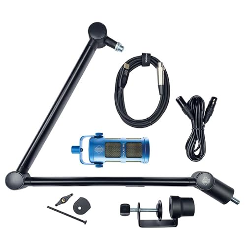 Pack de diffusion vocale - Micro, perche, câbles USB et XLR - Kit professionnel pour podcast, diffusion, streaming, jeux et VC - Aucune alimentation fantôme nécessaire - Microphone à vie conçu et