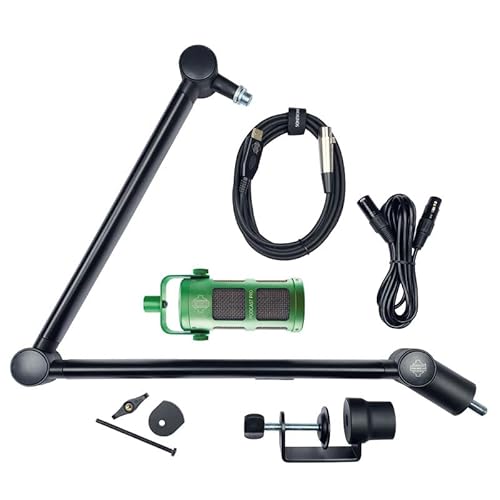 Pack de diffusion vocale Micro, perche, câbles USB et XLR - Kit professionnel pour podcast, diffusion, streaming, jeux et VC - Aucune alimentation fantôme nécessaire - Microphone à vie conçu et
