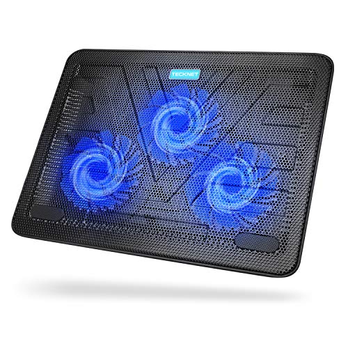 TeckNet Refroidisseurs PC Portable Ordinateur de 12 à 17 Pouces Silencieux Support Ventilé pour Ordinateur Portable avec 2 Ports USB, 3 Ventilateurs de 118mm, Alimenté Via USB