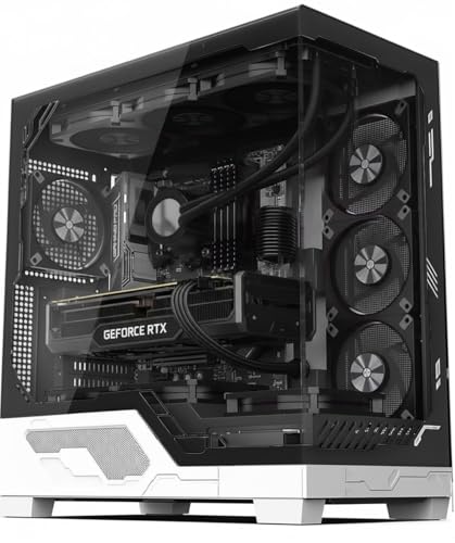 IONZ Boîtier PC - ATX, 7 ventilateurs pré-installés, tour moyenne - Full View double chambre verre trempé, noir - KZ12 V3 Ultra