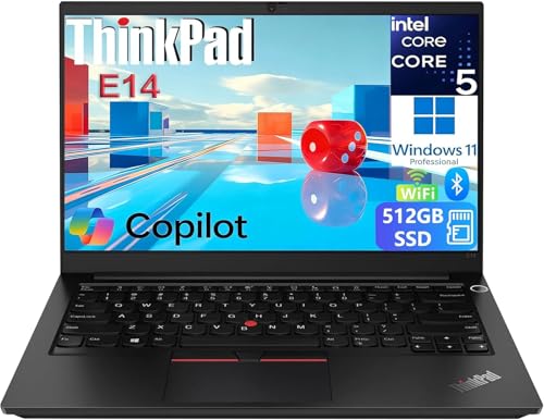 Lenovo ThinkPad E14 Gen 1 Ordinateur portable professionnel, ordinateur portable FHD 14 , Intel Core i5-10210U, 16 Go de RAM, 512 Go SSD, clavier américain, Windows 11 Pro (renouvelé)