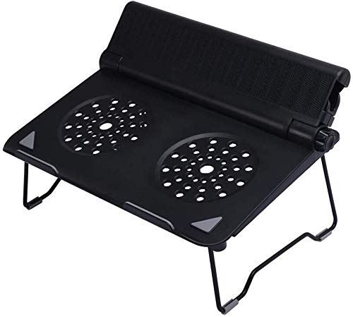 Support pour ordinateur portable pour lit et canapé, bureau confortable, table d'ordinateur portable réglable, debout assis avec 2 ventilateurs de refroidissement pour processeur, design ergonomique