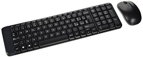 Logitech MK220 Combo Clavier et Souris Sans Fil pour Windows, Clavier Italien QWERTY - Noir