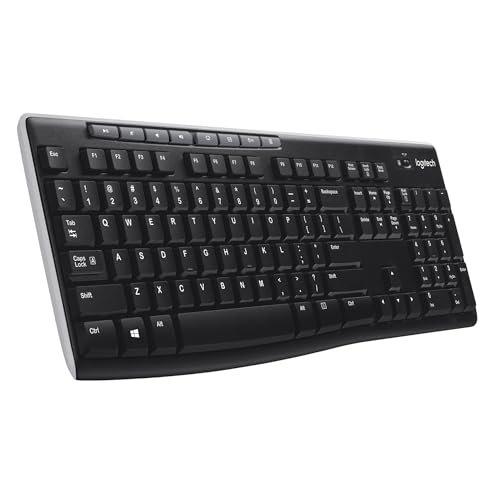 Logitech 920-003754 K270 Clavier Sans Fil pour Windows, 2.4 GHz Sans Fil, Taille Standard, Pavé Numérique, 8 Touches Multimédia, Pile Durée 2 ans, Compatible PC, Ordinateur Portable, Noir