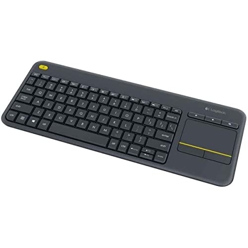 Logitech K400 Plus Clavier Sans Fil Touch TV Avec Contrôle Média et Pavé Tactile, Clavier Espagnol QWERTY - Noir