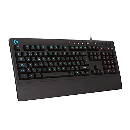 Logitech G213 Prodigy, Clavier Gaming, Eclairage RVB LIGHTSYNC, Résistant aux Éclaboussures, Personnalisable, Commandes Multimédia Dédiées, Clavier Espagnol QWERTY - Noir