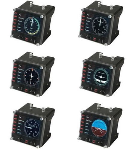 Logitech G Saitek Pro Flight Instrument Panel Tableau de Bord pour Simulateur de Vol Ecran Couleur LCD 35 Pouces 15 Options d Affichage Connexion USB Modulaire Black
