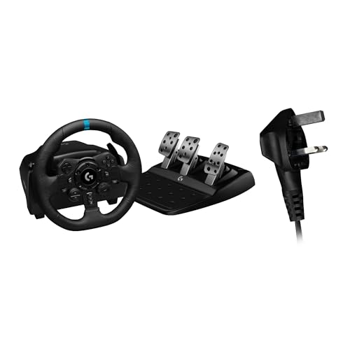 Logitech G G923 Volant de Course et Pédales, Compatible PS5, PS4 et PC, Prise anglaise (Type G), UK Plug - Noir