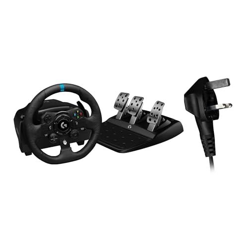 Logitech G G923 Volant de Course et Pédales, Compatible Xbox Series XS Xbox One PC, Prise anglaise (Type G) - Noir