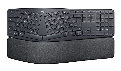 Logitech Ergo K860 Funk-Tastatur Allemand, QWERTZ Noir Ergonomisch, Handballenauflage