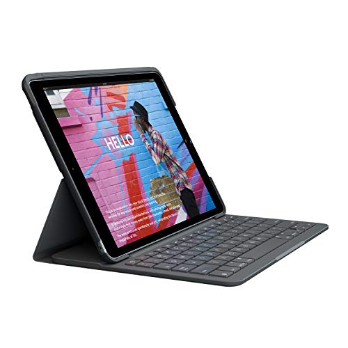 Logitech Slim Folio etui clavier pour iPad 7e 8e et 9e generations avec clavier sans fil integre Clavier Francais AZERTY Graphite