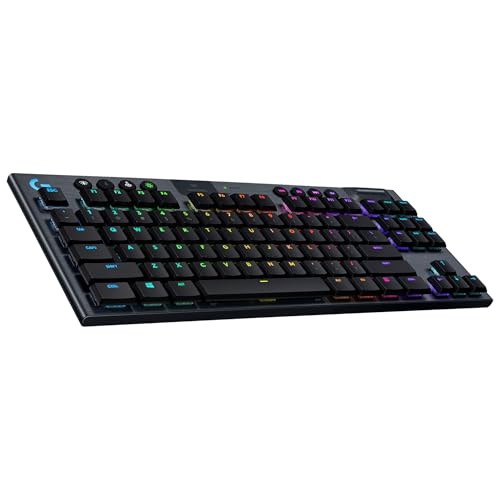 Logitech G915 TKL Tenkeyless Lightspeed RGB Clavier de Jeu mécanique pour Ordinateur Portable et PC, Switch Profil Bas, LIGHTSYNC RVB, sans Fil, Fonction Bluetooth, Noir