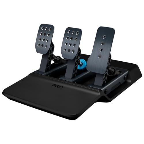 Logitech G PRO Racing Pedals pédalier de simulateur de course avec freins à capteur de pression de 100 kg, personnalisable, ressorts et élastomères interchangeables, conception modulaire, Noir