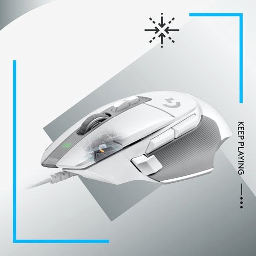 Logitech G G502 X Souris Gaming Filaire - LIGHTFORCE Boutons primaires Hybrides Optique-mécanique, capteur Gaming Hero 25K, Compatible avec PC - macOS Windows - Blanc