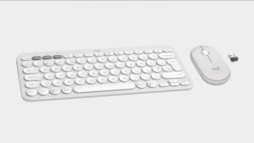 Logitech Pebble Keys 2 K380s, clavier Bluetooth multi-dispositifs, stylisé et portable, Easy-Switch, Windows, macOS, iPadOS, Android, ChromeOS, disposition QWERTY UK, blanc