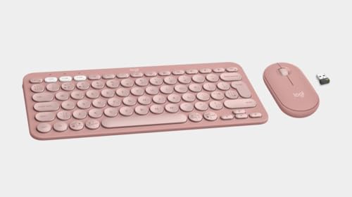 Logitech Pebble Keys 2 K380s, clavier Bluetooth multi-appareils, raccourcis, stylisé et portable, Easy-Switch, Windows, macOS, iPadOS, Android, ChromeOS, disposition QWERTY UK - Rose