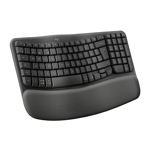 Logitech Wave Keys - Clavier Ergonomique sans Fil - Graphite, Clavier Espagnol QWERTY