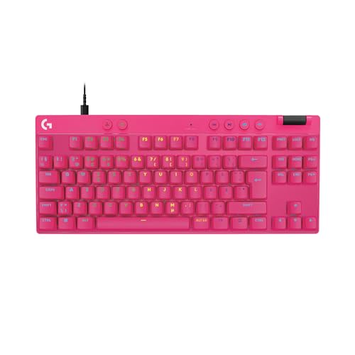 Logitech G Pro X TKL GALVATRON Clavier de Jeu, Ultra-Portable, sans pavé numérique, LIGHTSYNC RVB, Touches en PBT, QWERTY - Magenta