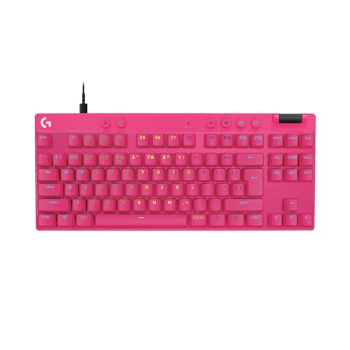 Logitech G Pro X TKL GALVATRON Clavier de Jeu, Ultra-Portable, sans pavé numérique, LIGHTSYNC RVB, Touches en PBT, QWERTY - Magenta