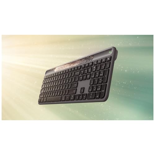 Logitech Signature Slim Solar , Clavier sans Fil alimenté par la lumière Solaire et Artificielle, Batterie Durable Jusqu’à 10 Ans, Touches Personnalisables, Bluetooth - Graphite - AZERTY