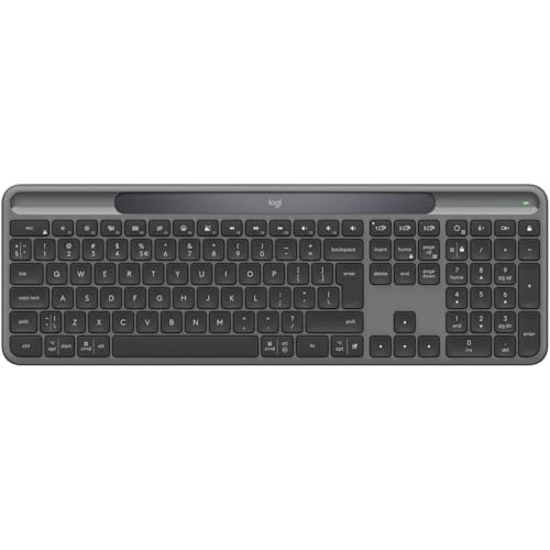 Logitech Signature Slim Solar , Clavier sans Fil alimenté par la lumière Solaire et Artificielle, Batterie Durable Jusqu’à 10 Ans, Touches Personnalisables, Bluetooth - Graphite - QWERTY