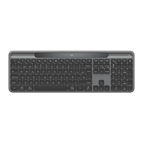 Logitech Signature Slim Solar , Clavier sans Fil alimenté par la lumière Solaire et Artificielle, Batterie Durable Jusqu’à 10 Ans, Touches Personnalisables, Bluetooth - Graphite - QWERTY