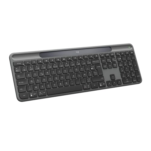 Logitech Signature Slim Solar , Clavier sans Fil alimenté par la lumière Solaire et Artificielle, Batterie Durable Jusqu’à 10 Ans, Touches Personnalisables, Bluetooth, CH QWERTZ - Graphite