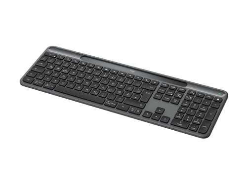Logitech Signature Slim Solar , Clavier sans Fil alimenté par la lumière Solaire et Artificielle, Batterie Durable Jusqu’à 10 Ans, Touches Personnalisables, Bluetooth - Graphite - QWERTZ