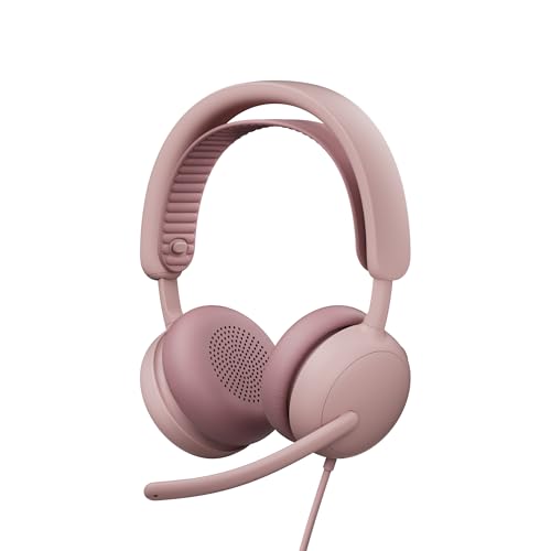 Logitech Zone Wired 2 - Casque Anti-Bruit avec ANC Hybride adaptative, USB-C avec Adaptateur USB-A - Rose