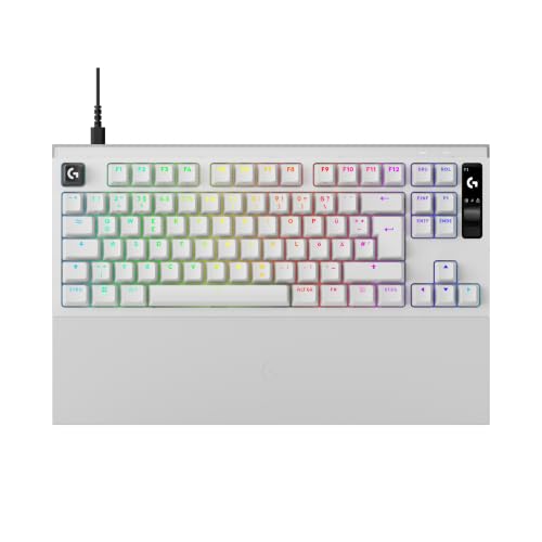 Logitech G Pro X2 Rapid commutateurs analogiques magnétiques, déclenchement Rapide, écran OLED, fréquence de rafraîchissement de 8 kHz, Repose-Poignets, câble USB-C détachable - Blanc