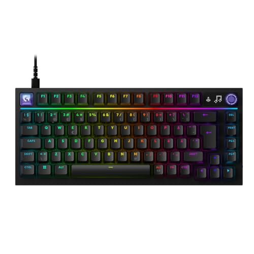 Logitech G316 X 75, Clavier Gaming, taux de Rapport 8 kHz, switchs tactiles interchangeables, Structure à Joint, Affichage LED matriciel et molette, PBT, USB-C, RVB LIGHTSYNC, PC – Blanc