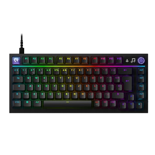 Logitech G316 X 75, Clavier Gaming, taux de Rapport 8 kHz, switchs tactiles interchangeables, Structure à Joint, Affichage LED matriciel et molette, PBT, USB-C, RVB LIGHTSYNC, PC – Noir