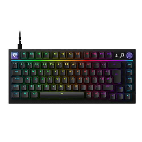 Logitech G316 X 75, Clavier Gaming, taux de Rapport 8 kHz, switchs tactiles interchangeables, Structure à Joint, Affichage LED matriciel et molette, PBT, USB-C, RVB LIGHTSYNC, PC – Noir