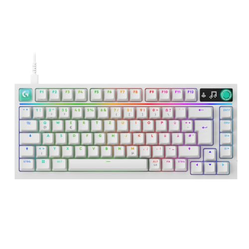 Logitech G316 X 75, Clavier Gaming, taux de Rapport 8 kHz, switchs tactiles interchangeables, Structure à Joint, Affichage LED matriciel et molette, PBT, USB-C, RVB LIGHTSYNC, PC – Noir