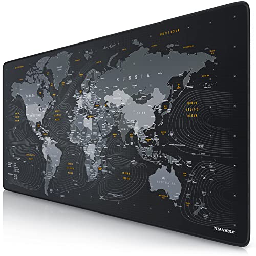 CSL Tapis de souris XXL Speed Gaming Titanwolf - Carte du monde - 900 x 400 mm - XXL - Grande taille - Améliore la précision et la vitesse