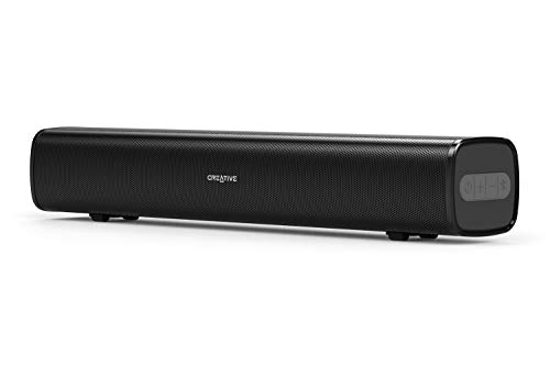 Creative Stage Air Moniteur de Soundbar pour Ordinateur, Portable et Compact alimenté par USB, radiateur Passif pour Basses puissantes, Bluetooth et AUX-in, 6 Heures d'autonomie de la Batterie