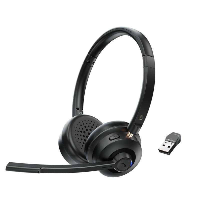 Creative Casque Creative Chat Wireless sans fil Bluetooth avec réduction de bruit, micro et USB-C Black