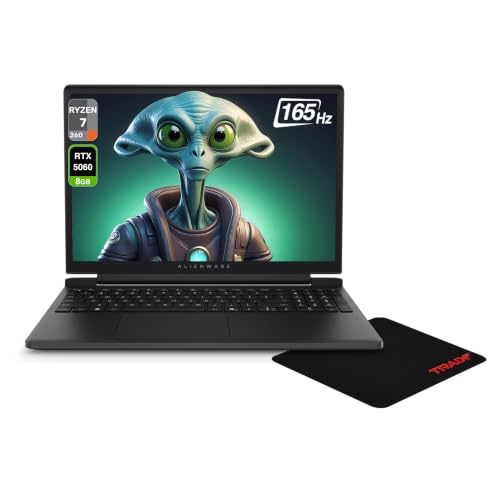 Alienware Ordinateur portable gaming 15, AMD Ryzen 7 260, 32 Go de RAM DDR5, 1 To PCIe SSD, 15,3 WUXGA (1920 x 1200) 165 Hz, NVIDIA G-Force RTX 5060, clavier rétroéclairé, W11 Home, Nova Black