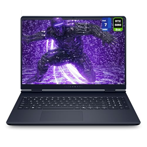 Alienware Ordinateur portable de jeu 16 Aurora, Intel 7-240H, 32 Go de RAM DDR5, 1 To PCIe SSD, écran 16 WQXGA (2560 x 1600) 120 Hz, Nvidia G-Force RTX 5060, clavier rétroéclairé, W11 Home, bleu