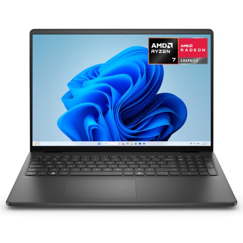 Dell 16 DC16255 Laptop, Ryzen™ 7 250, 512 GB SSD, 16 GB DDR5 RAM, AMD Radeon Graphics, Windows 11 Home - Plastic Carbon Black