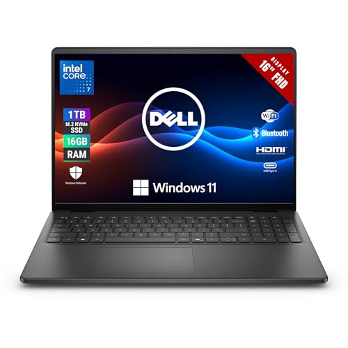 DELL DC16250 Intel Core 7 150U Computer portatile 40,6 cm [16] Full HD 16 GB DDR5-SDRAM 1 TB SSD Wi-Fi 6 [802.11ax] Windows 11 Pro Italiano Nero (Dell 16 DC16250 - Intel Core 7 - 150U fino a 5.4 G