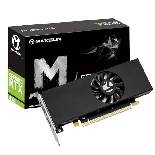 maxsun Carte Graphique GeForce RTX 3050 6 Go GDDR6 pour PC de Jeu, Format Compact, Design Fin et Compact, PCI Express 4.0, HDMI 2.1, DisplayPort 1.4a Low Profile GPU
