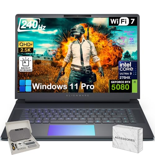 Alienware Ordinateur portable de jeu 18 Area 51 - Processeur Intel 24-Core Ultra 9 275HX - NVIDIA RTX 5080 16 Go GDDR7 - Écran 18 WQXGA 300 Hz - 64 Go DDR5 - SSD 4 To - Win 11 Pro - Clavier